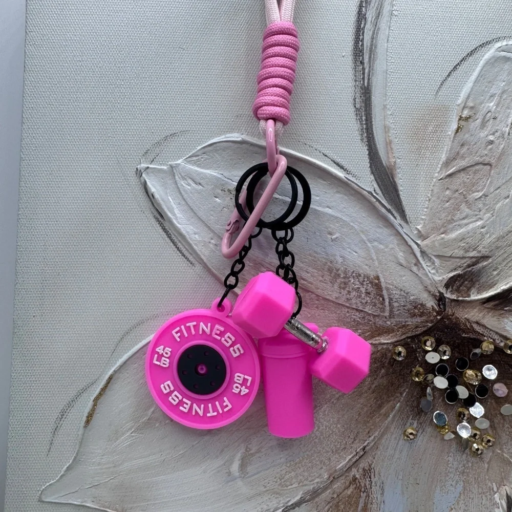 Pinkness Fitness Keychain Set w/ Wristlet bracelet